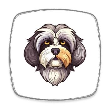 Chien havanais race aquarelle dessin animé couleur kawaii - Magnet carré - blanc - Devant