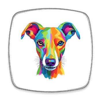 Whippet Hund Rasse Aquarell Karikatur Kawaii Colorf - Viereckiger Kühlschrankmagnet - Weiß - Vorne