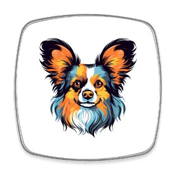 Papillon Hunderasse Aquarell Karikatur Kawaii Farbe - Viereckiger Kühlschrankmagnet - Weiß - Vorne