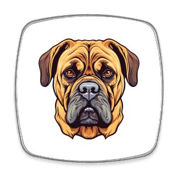 Bullmastiff chien race aquarelle dessin animé Kawaii Co - Magnet carré - blanc - Devant