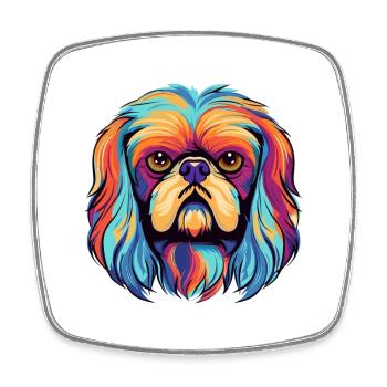 Pékin chien race aquarelle dessin animé kawaii Colo - Magnet carré - blanc - Devant