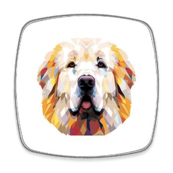 Grande race de chien des Pyrénées aquarelle dessin animé Kawaii - Magnet carré - blanc - Devant