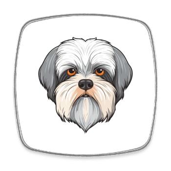 Malteser Shih Tzu Hunderasse Aquarell Karikatur Kawa - Viereckiger Kühlschrankmagnet - Weiß - Vorne
