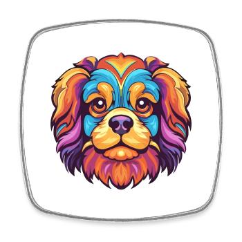 Tibetan Spaniel Hunderasse Aquarell Karikatur Kawai - Viereckiger Kühlschrankmagnet - Weiß - Vorne