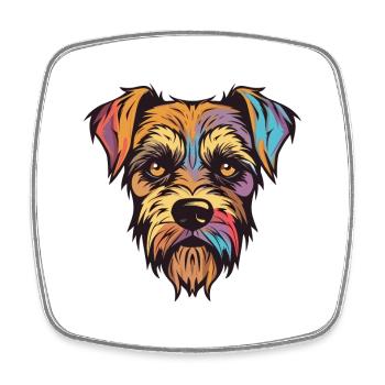 Border Terrier chien race aquarelle dessin animé Kawaii - Magnet carré - blanc - Devant