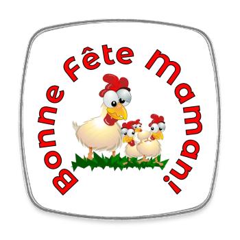 Bonne Fête des Mères Poules - Magnet carré - blanc - Devant