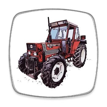 Roter Traktor DT 65 90 - Viereckiger Kühlschrankmagnet - Weiß - Vorne
