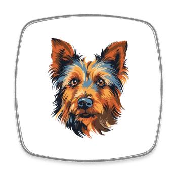 Australian Terrier Dog Breed Watercolor Cartoon Ka - Square fridge magnet - white - Front
