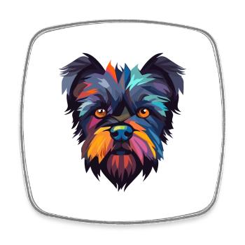 Affenpinscher Dog Breed Watercolor Cartoon Kawaii - Square fridge magnet - white - Front