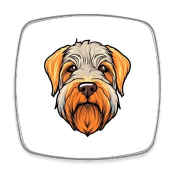 Doux enduit Wheaten Terrier chien race aquarelle C - Magnet carré - blanc - Devant