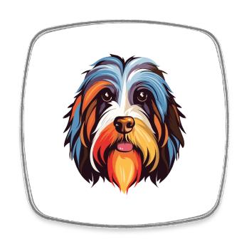 Tibet Terrier Hunderasse Aquarell Karikatur Kawai - Viereckiger Kühlschrankmagnet - Weiß - Vorne