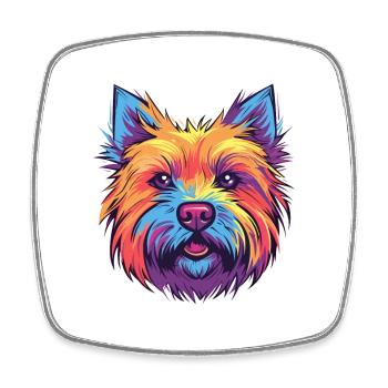 Cairn Terrier Hunderasse Aquarell Karikatur Kawaii - Viereckiger Kühlschrankmagnet - Weiß - Vorne
