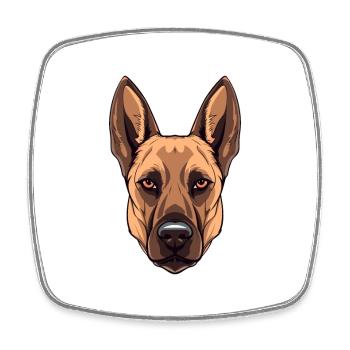 Belgischer Malinois Hund Rasse Aquarell Karikatur Kawa - Viereckiger Kühlschrankmagnet - Weiß - Vorne