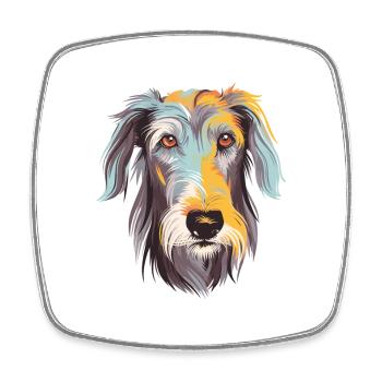 Scottish Deerhound Dog Breed Watercolor Cartoon Ka - Square fridge magnet - white - Front