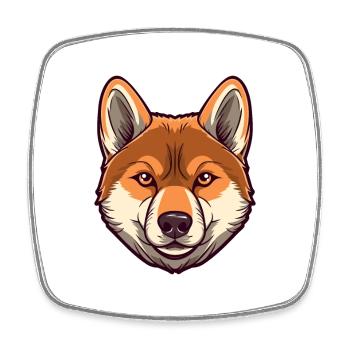 Shiba Inu Dog Breed Watercolor Cartoon Kawaii Colo - Square fridge magnet - white - Front