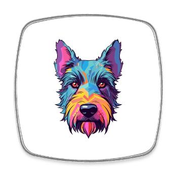 Scottish Terrier Dog Breed Watercolor Cartoon Kawa - Square fridge magnet - white - Front