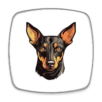 Manchester Terrier Dog Breed Watercolor Cartoon Ka - Square fridge magnet - white - Front