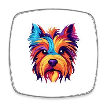 Silky Terrier Dog Breed Watercolor Cartoon Kawaii - Square fridge magnet - white - Front