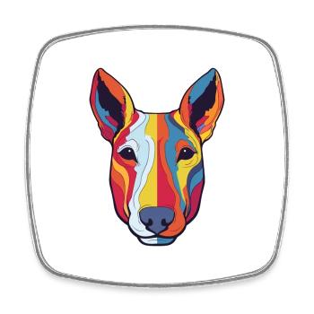 Miniature Bull Terrier Dog Breed Watercolor Cartoo - Square fridge magnet - white - Front