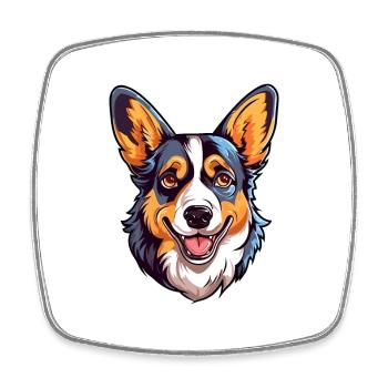 Strickjacke Welsh Corgi Hunderasse Aquarell Karikatur - Viereckiger Kühlschrankmagnet - Weiß - Vorne