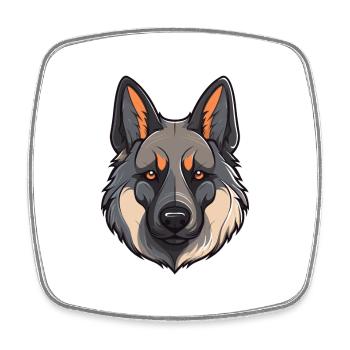 Norwegian Elkhound Dog Breed Watercolor Cartoon Ka - Square fridge magnet - white - Front