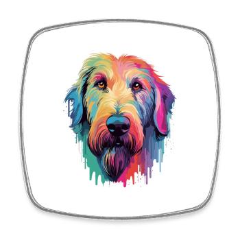 Irischer Wolfshund Hunderasse Aquarell Karikatur Kawai - Viereckiger Kühlschrankmagnet - Weiß - Vorne