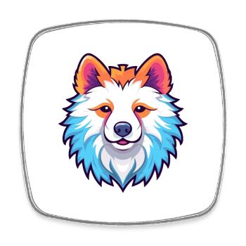 American Eskimo Dog Breed Watercolor Cartoon Kawai - Square fridge magnet - white - Front
