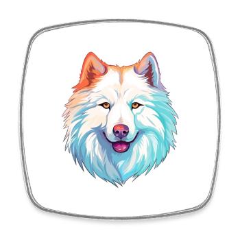 Samojede Hunderasse Aquarell Karikatur Kawaii Colorf - Viereckiger Kühlschrankmagnet - Weiß - Vorne