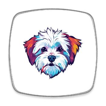 Malteser Hund Rasse Aquarell Karikatur Kawaii Colorf - Viereckiger Kühlschrankmagnet - Weiß - Vorne