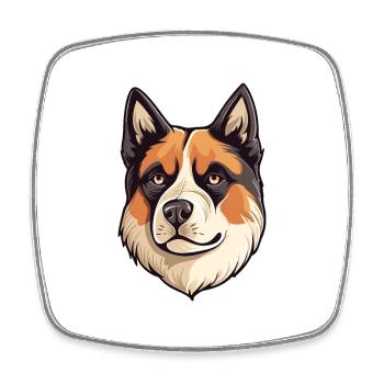 Akita Hunderasse Aquarell Karikatur Kawaii Bunt - Viereckiger Kühlschrankmagnet - Weiß - Vorne