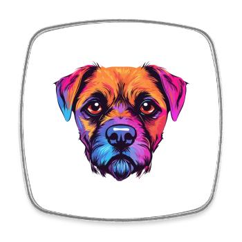 Border Terrier chien race aquarelle dessin animé Kawaii - Magnet carré - blanc - Devant