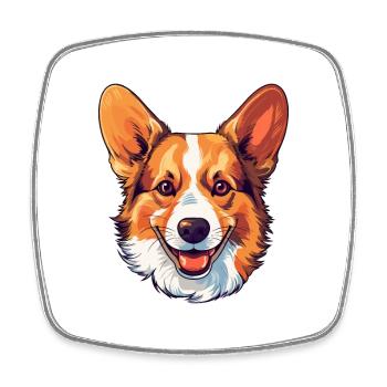 Pembroke Welsh Corgi Hunderasse Aquarell Karikatur - Viereckiger Kühlschrankmagnet - Weiß - Vorne