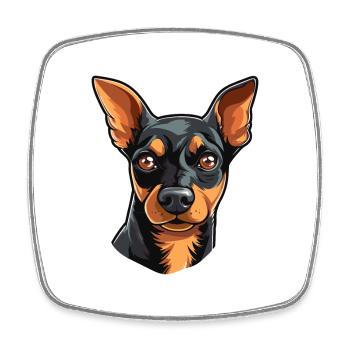 Pinscher miniature chien race aquarelle dessin animé Ka - Magnet carré - blanc - Devant
