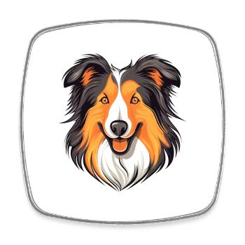 Collie chien race aquarelle dessin animé kawaii Colorfu - Magnet carré - blanc - Devant
