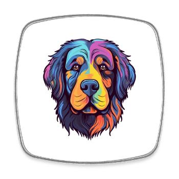 Newfoundland Dog Breed Watercolor Cartoon Kawaii C - Square fridge magnet - white - Front