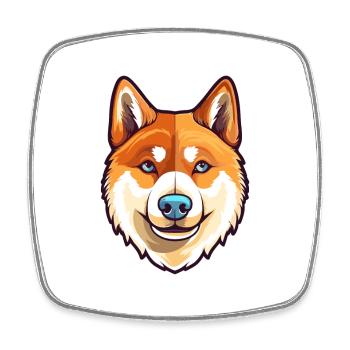 Shiba Inu Dog Breed Watercolor Cartoon Kawaii Colo - Square fridge magnet - white - Front