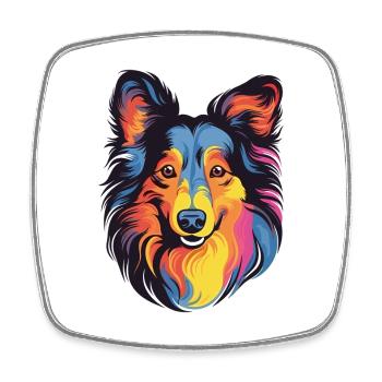 Shetland Schäferhund Hund Rasse Aquarell Karikatur Kaw - Viereckiger Kühlschrankmagnet - Weiß - Vorne