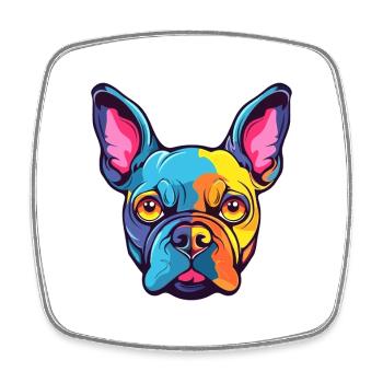 Boston Terrier chien race aquarelle dessin animé Kawaii - Magnet carré - blanc - Devant