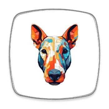 Bull Terrier chien race aquarelle dessin animé Kawaii C - Magnet carré - blanc - Devant