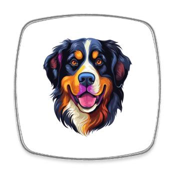 Bernese Mountain Dog Breed Watercolor Cartoon Kawa - Square fridge magnet - white - Front