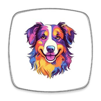 Berger australien chien race aquarelle dessin animé K - Magnet carré - blanc - Devant
