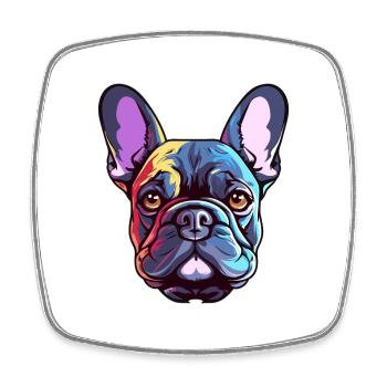 Bouledogue Français race chien aquarelle dessin animé Kawaii - Magnet carré - blanc - Devant