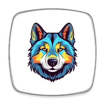 Husky sibérien chien race aquarelle dessin animé Kawaii - Magnet carré - blanc - Devant