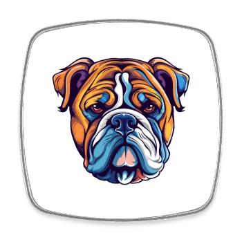 Bulldogge Hund Rasse Aquarell Karikatur Kawaii Colorf - Viereckiger Kühlschrankmagnet - Weiß - Vorne