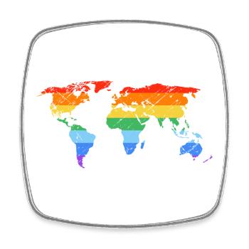 Regenbogen-Weltkarte Pride - Viereckiger Kühlschrankmagnet - Weiß - Vorne