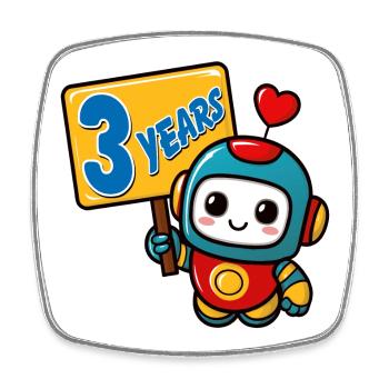 Fête d’anniversaire pour enfants Little Robot de trois ans - Magnet carré - blanc - Devant