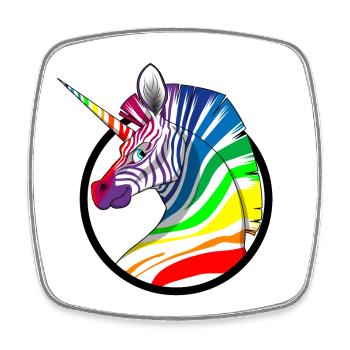Rainbow Unicorn Zebra - Square fridge magnet - white - Front