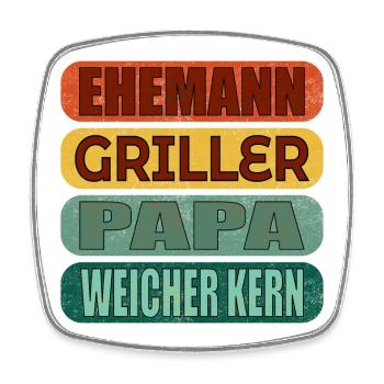 VATERTAG PAPA GRILLEN EHEMANN - Viereckiger Kühlschrankmagnet - Weiß - Vorne