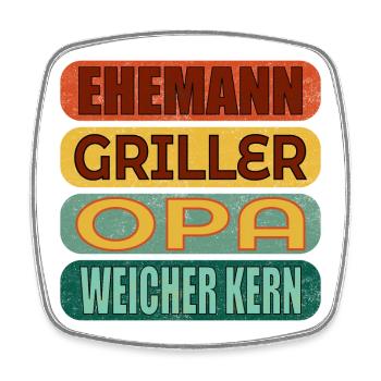VATERTAG GRILLEN OPA - Viereckiger Kühlschrankmagnet - Weiß - Vorne