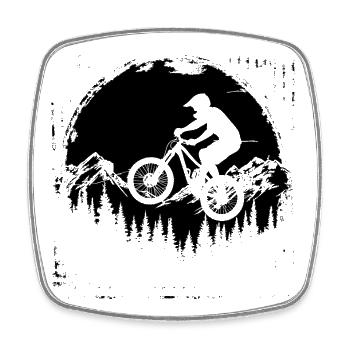Mountainbiking Skizze - Viereckiger Kühlschrankmagnet - Weiß - Vorne